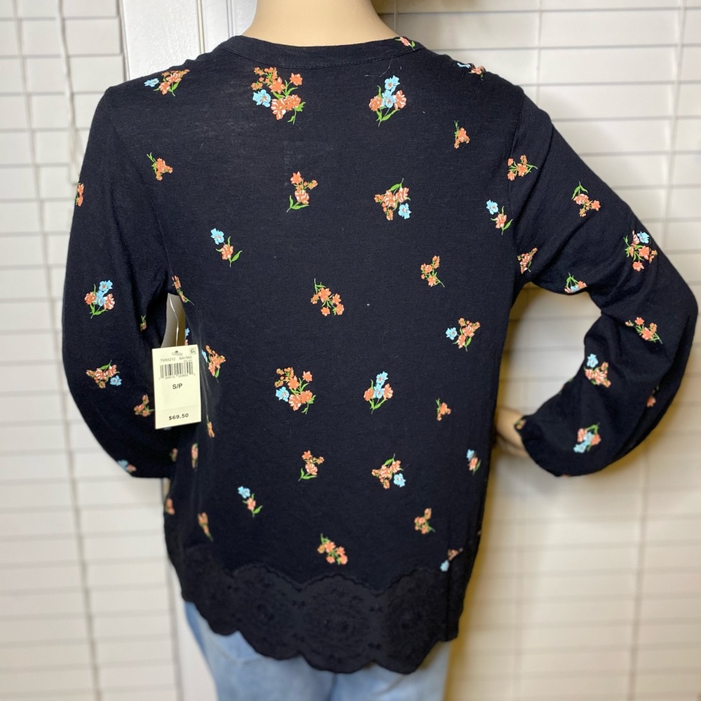 Lucky Brand Floral Print Peasant Top Size S/P NWT - Picture 4 of 5